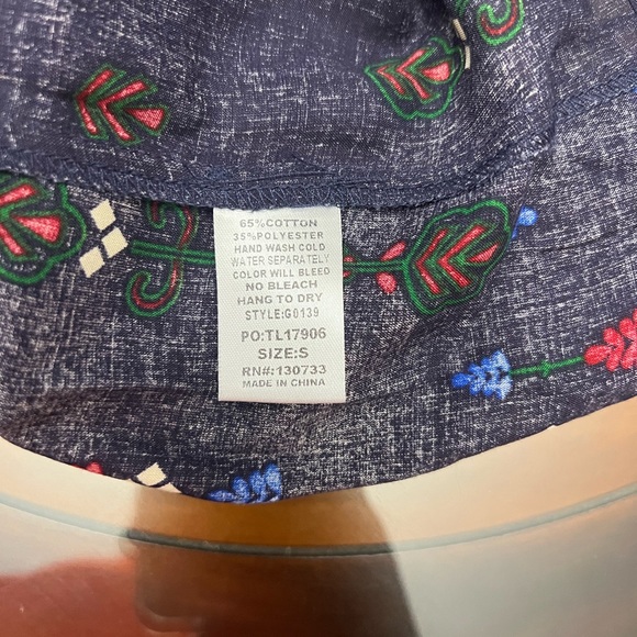 Umgee Women's Small Tunic Tank Dress Boho Floral Aztec V Neck Blue Red Tassels - Picture 6 of 6